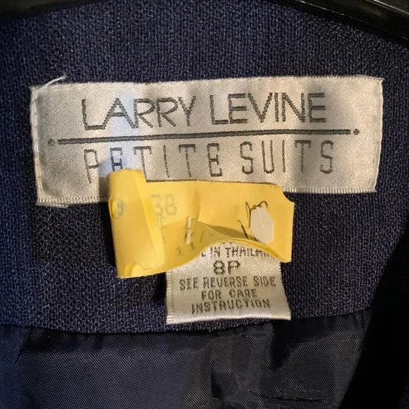 LARRY LEVINE PETITE BLUE TEXTURED SUIT - Picture 16 of 16